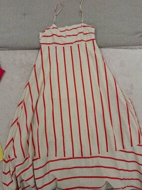 Francesca's Collections Cream and Red Striped Skater Dress